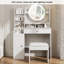 Bureau de coiffeuse blanc avec miroir lumineux et tabouret à DEL, table de coiffeuse moderne