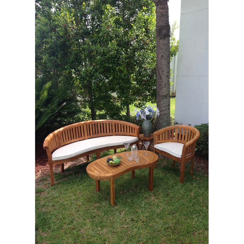 Banc de jardin teck Meyer, H 34 po x l 74 po x P 34 po