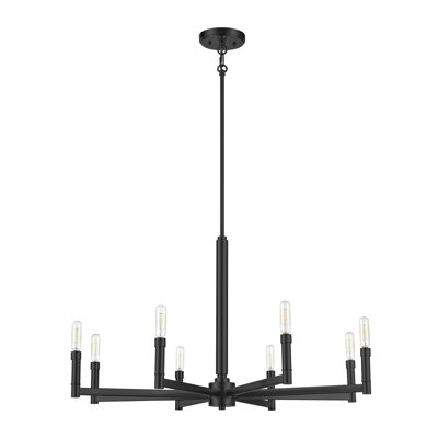 Plafonnier lustre noir mat 8 lumières Millennium Lighting Lauver