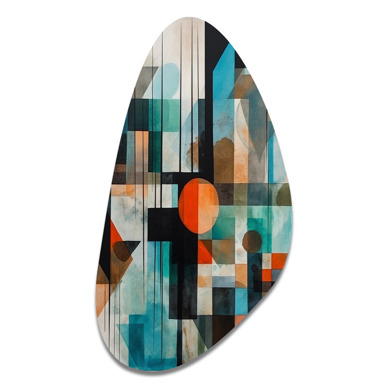Cheul - impression géométrique asymétrique sur métal, décoration murale moderne de forme irrégulière, H 39 po x l 21 po