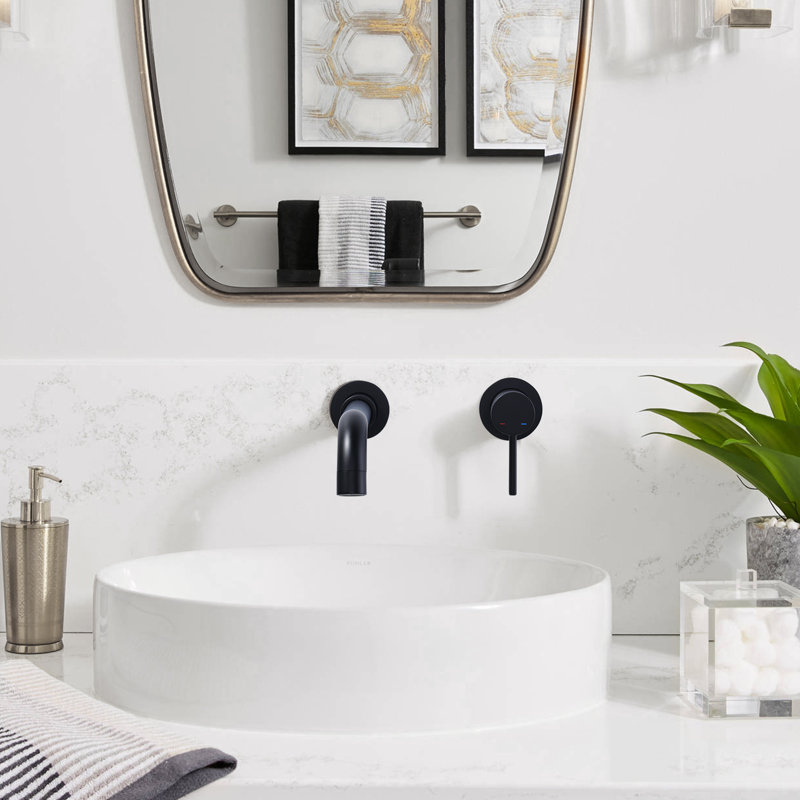 Robinet de salle de bain mural, Noir mat