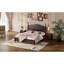 Structure de lit plateforme en bois grand format, lit plateforme de style rétro avec support en lattes de bois, noyer foncé-1946949578