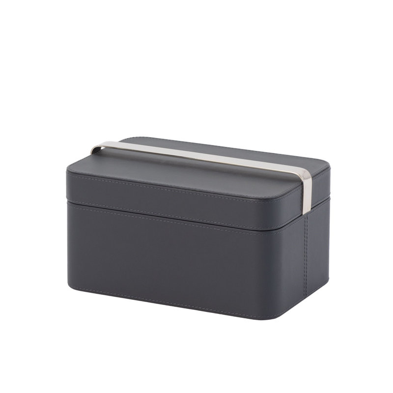 Boîte décorative en cuir , H 7 po x l 12,25 po x P 8 po, Ivoire