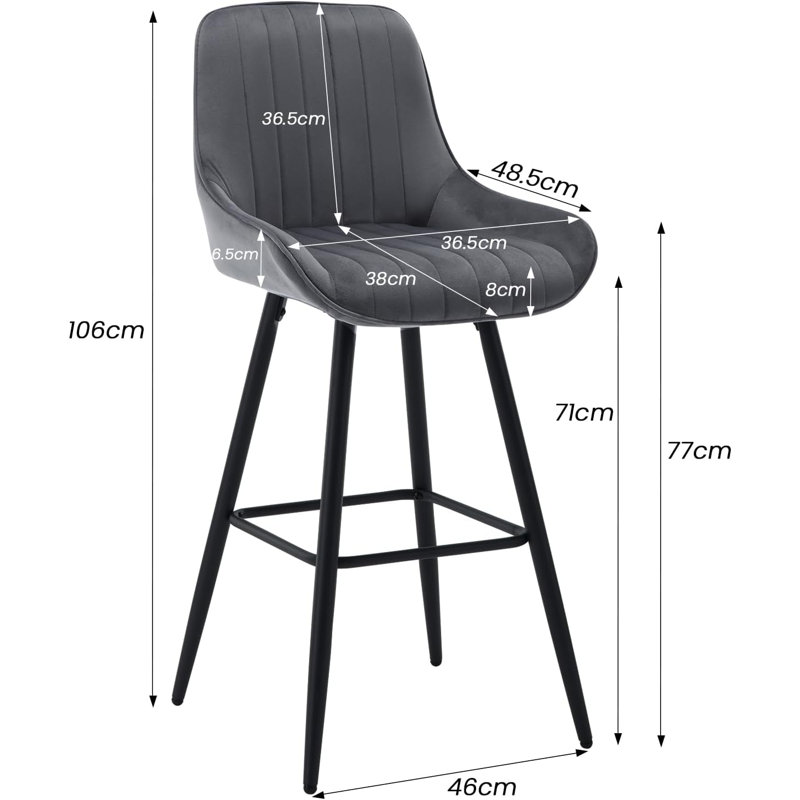 Gaelan Upholstered Counter Stool, Dark Grey