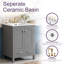 Meuble-lavabo 24 po avec lavabo en céramique, 2 portes et 1 tiroir, tablette de porte à double couche-1447611411