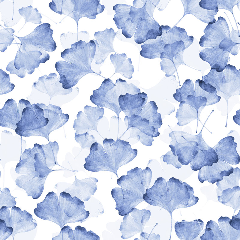 Rosvita, motif de Ginkgo Biloba sur toile, H 12 po x l 12 po