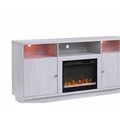 Console de meuble télé avec chauffeur, éclairage DEL, armoires, tablettes l 70 po Ambrogio
