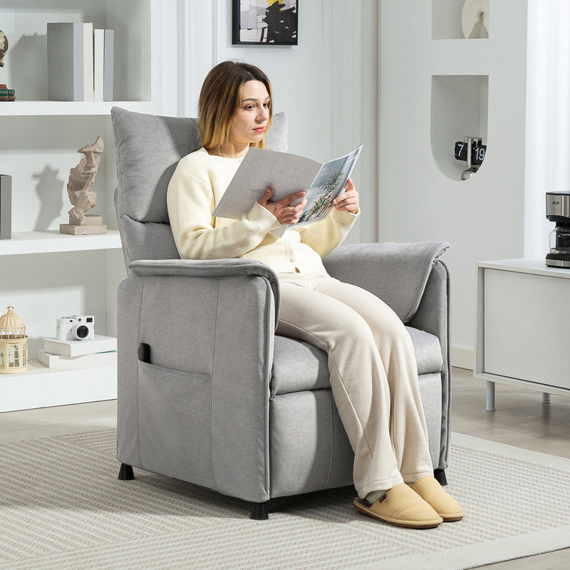 80cm Wide Velvet Standard Recliner, Grey