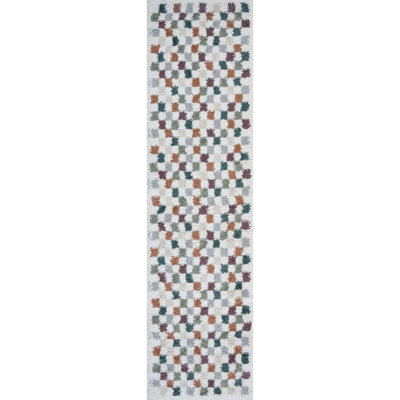 Moodi Modern Shaggy Area Rug Checkered Design
