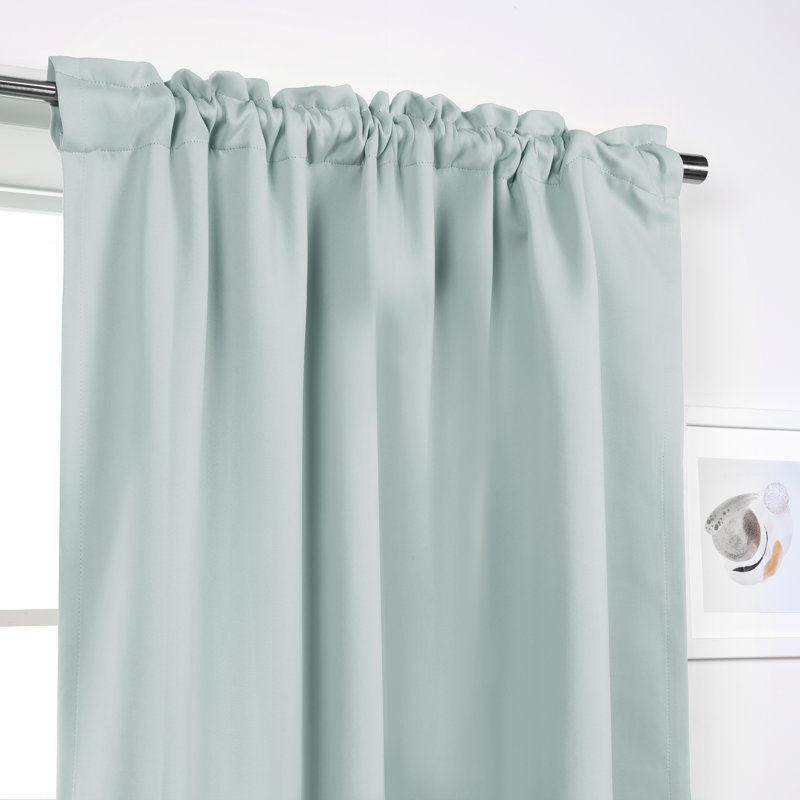 Bantam Solid Blackout Thermal Rod Pocket Curtain Panels, Mint, 52" W x 63" L