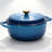 Cast iron 6QT cooking pot - Gradient blue - Includes two silicone gloves - Enamel pot