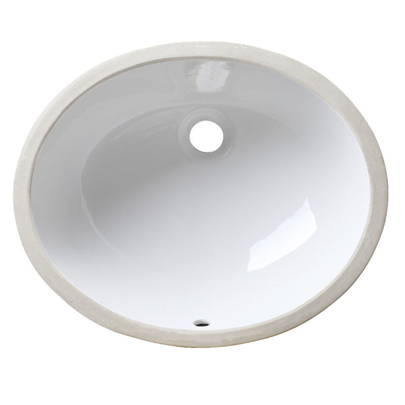 Lavabo de salle de bain ovale encastré en céramique avec trop-plein