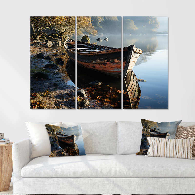 «Sailing Charm In The Morning Mist», ensemble de salon d'art nautique, H 28 po x l 36 po x P 1 po