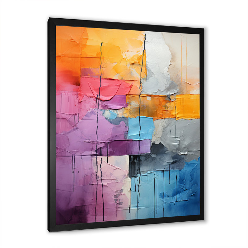 Collage Explorations I sur toile, Cadre photo noir, H 20 po x l 12 po x P 1 po