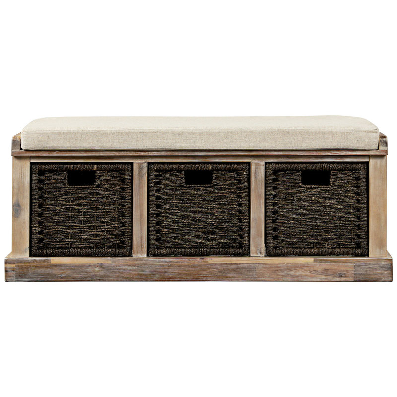 Banc de rangement à tiroirs Guyanne, Blanc délavé
