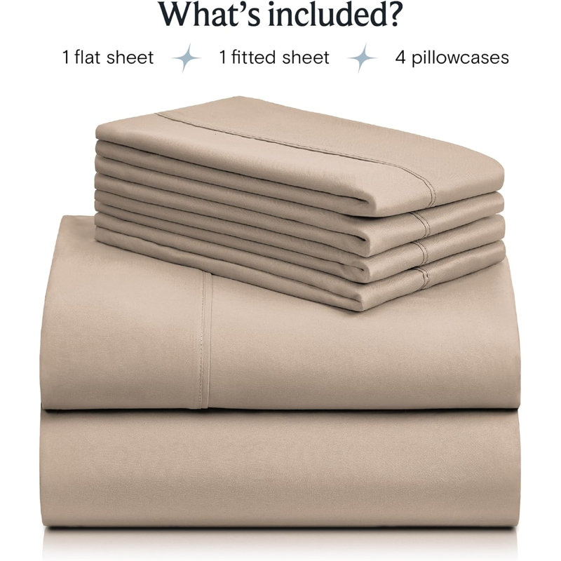 Ultra Soft Microfiber Sheet Set - 6 Pc Set - Wrinkle Resistant - Cooling Sheets With Deep Pockets, Khaki