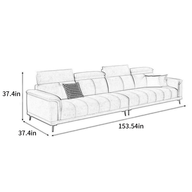 Canapé à lignes droites moderne et simple, H 37,4 po x l 153,54 po x P 37,4 po, 4