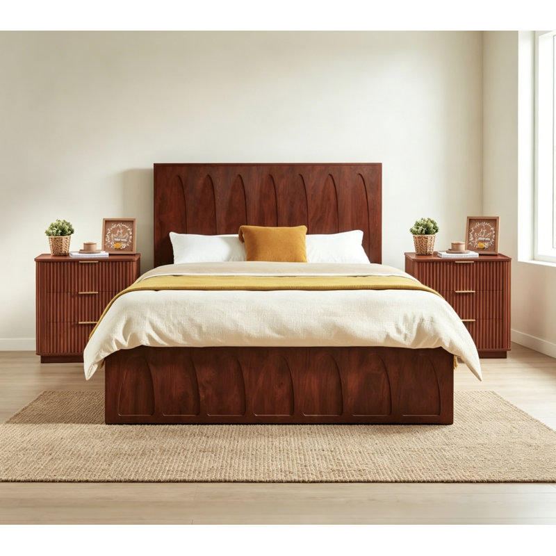 Structure de grand lit avec tiroirs, Brown
