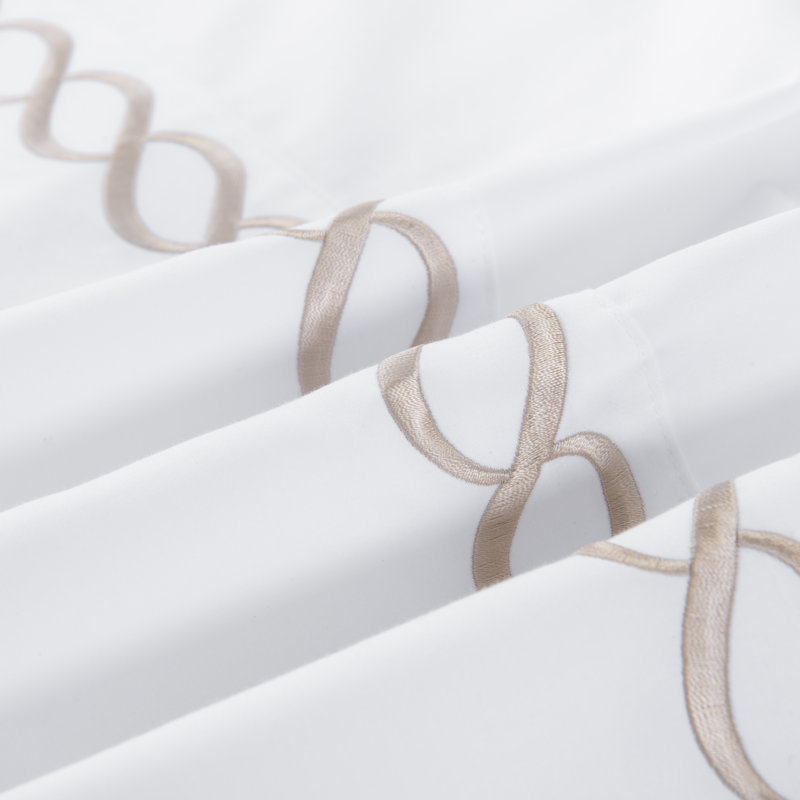 Ensemble de draps en satin de coton 500 fils , Ensemble de draps pour grand lit + un drap-housse , Beige