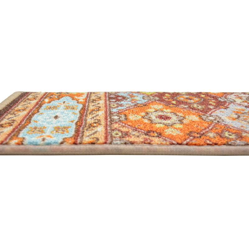 Tapis d'escalier multi-couleurs Bakhtiari, Rectangle 31,5 po x 8 po