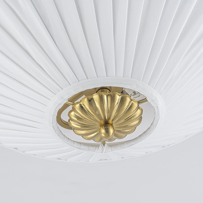 Plafonnier encastré Elowen à 2 lumières en tissu plissé