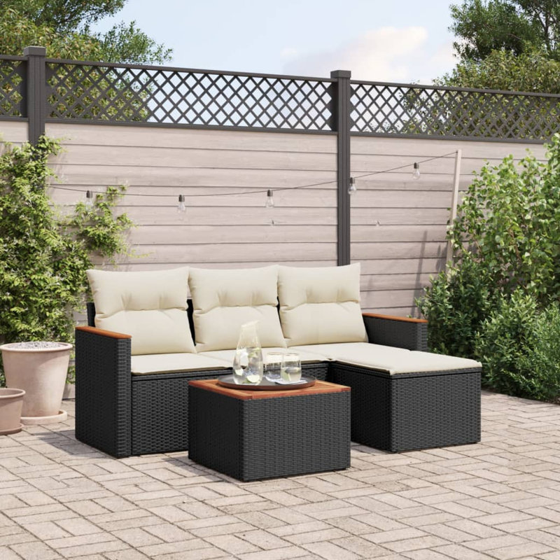 Vidaxl Garden Sofa Set Black, Cream White