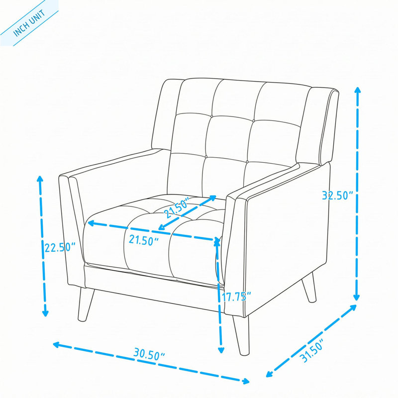 Fauteuils capitonnés en bois de style moderne du milieu du siècle avec pieds fuselés en bois massif, Bleu