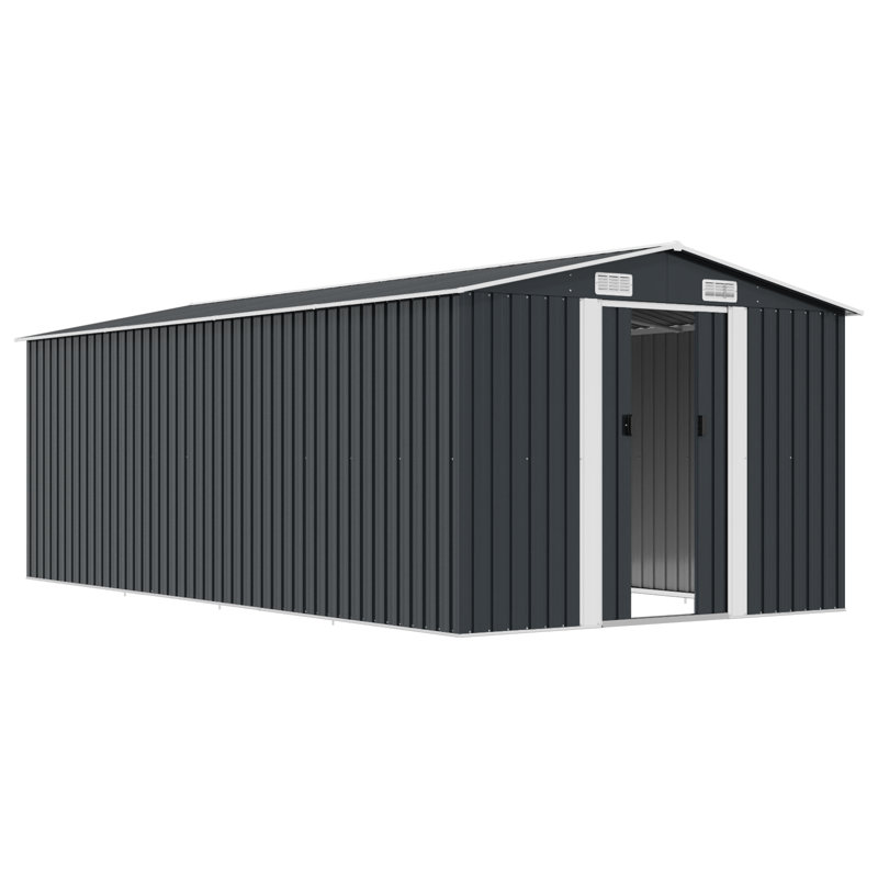 Abri de jardin pour outils Garen, Anthracite, L 101,2 po x P 192,5 po x H 71,3 po