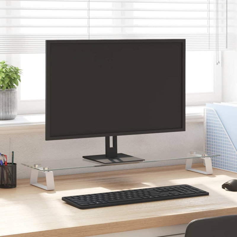 Dashira Monitor Stand, 8cm H x 80cm W x 20cm D, White