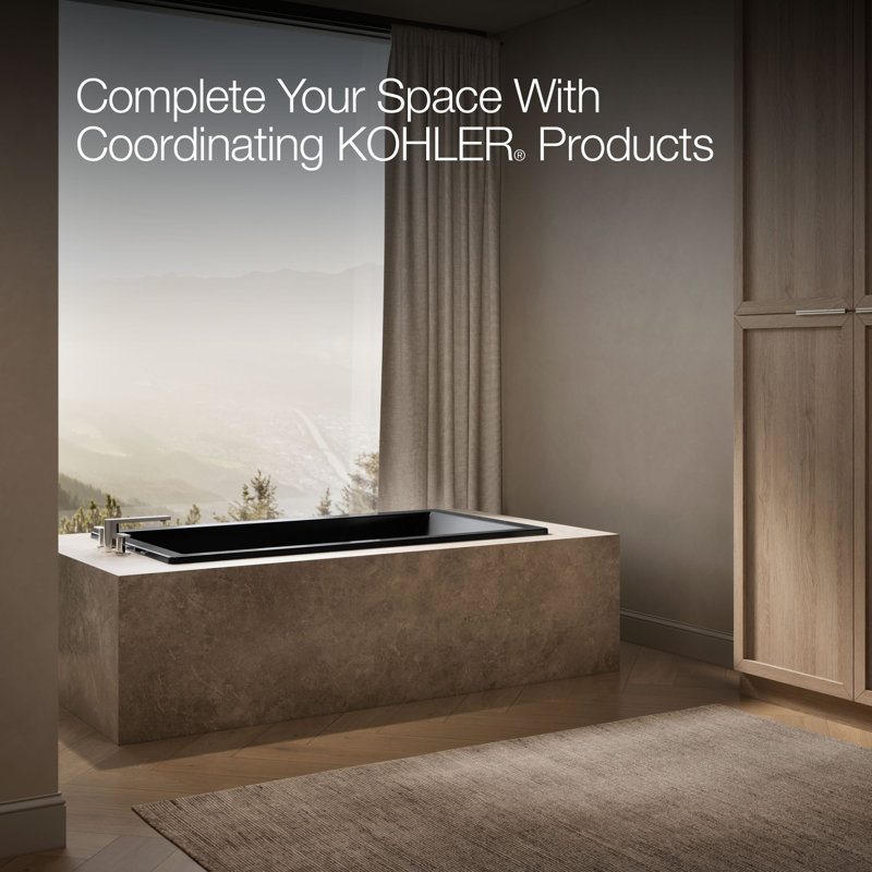 Underscore® 66" x 36" Soaking Bathtub, Black Black, Center, No