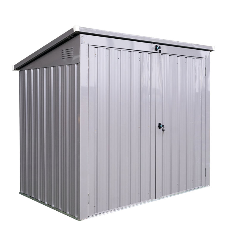 Remise en métal galvanisé en acier - pour ranger les déchets et les outils, gris, pour le rangement extérieur du patio, bois de chauffage, acier, verrouillable, pour utilisation dans la cour