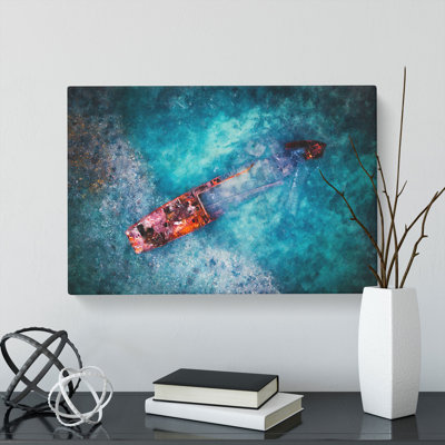 Wreck of a Boat - Wrapped Canvas