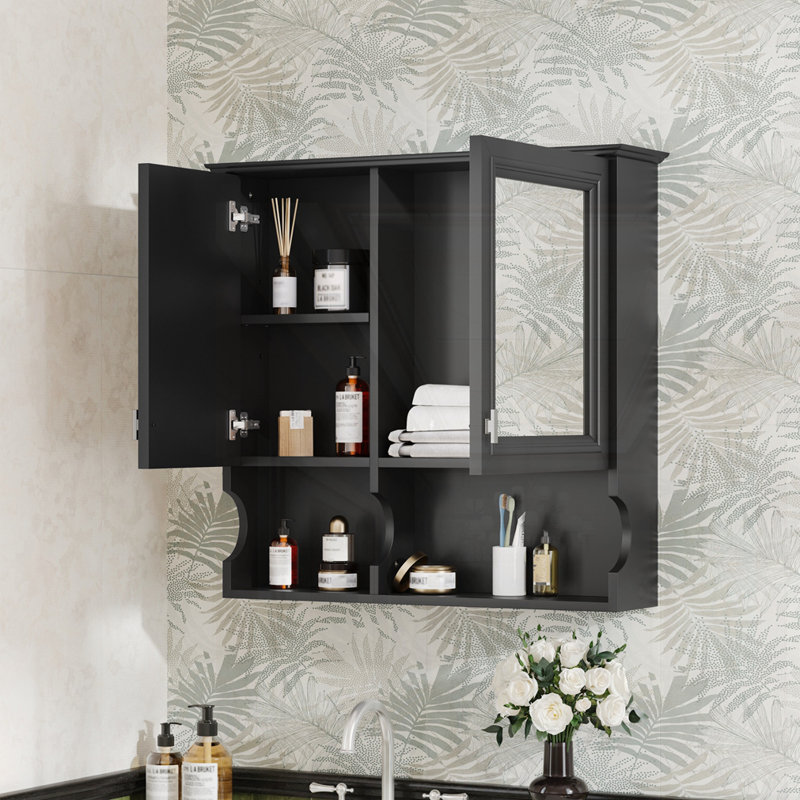 Armoire à pharmacie 30 po à miroir, Noir