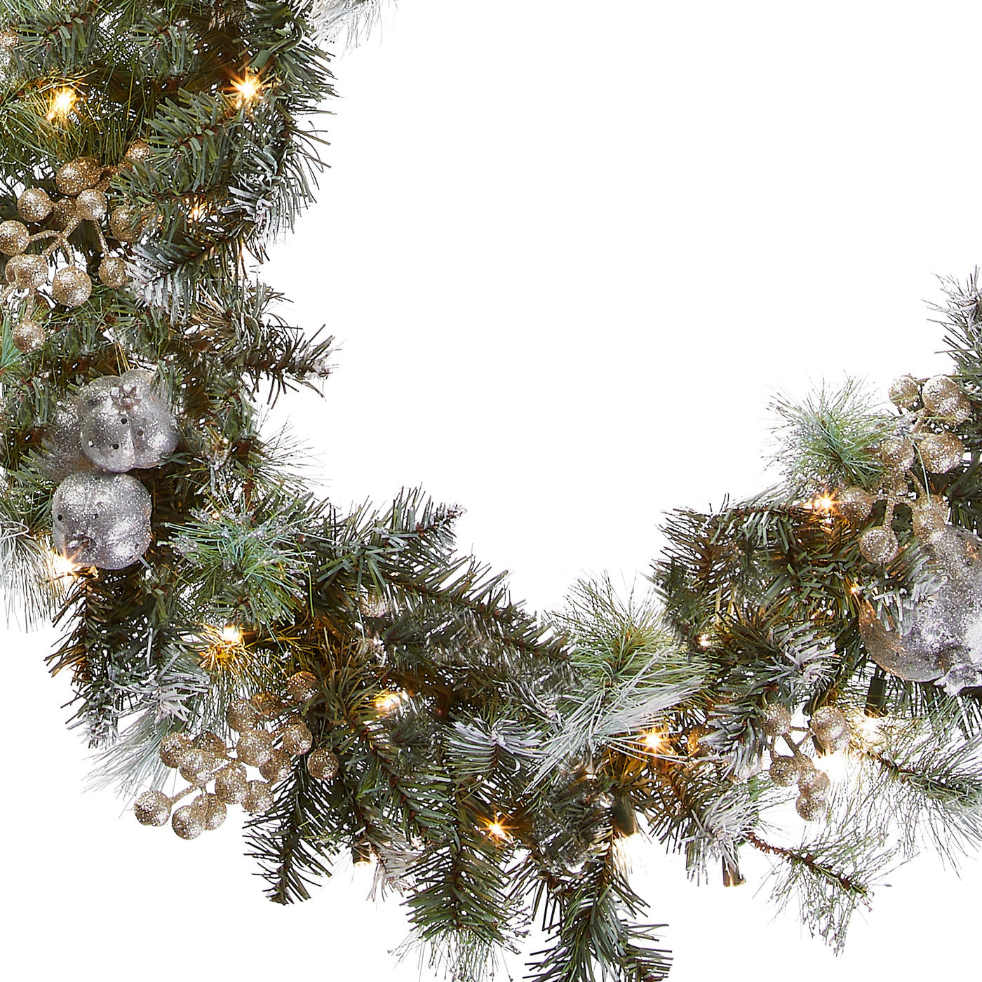 The Holiday Aisle® 9ft. Glittery Pomegranate Pine Garland with Clear Lights