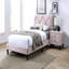 Lit double avec tête de lit réglable 1pc, mobilier de chambre en velours rose clair pour les jeunes-924465822-924465821