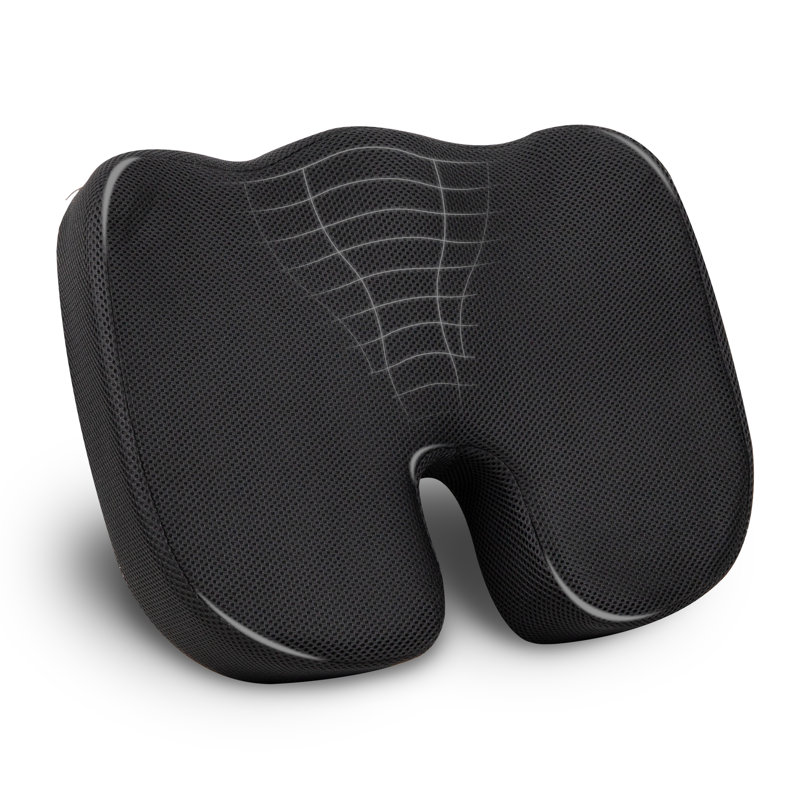 Coussin de siège en mousse à mémoire de forme avec technologie Air-Cloud, lecteur de scie, coccyx et soulagement de la douleur à la hanche, bureau, mousse à mémoire de forme, L 18 po x l 13,5 po x H 2,75 po