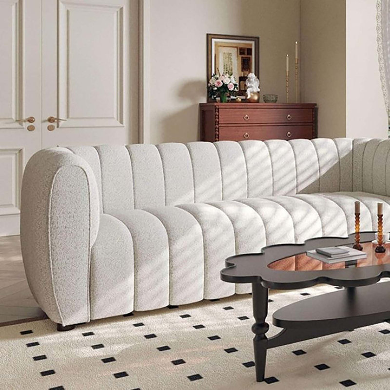 Javette 82.5'' Upholstered Sofa, Off White Boucle, 31.5" H x 82.5" W x 34.5" D