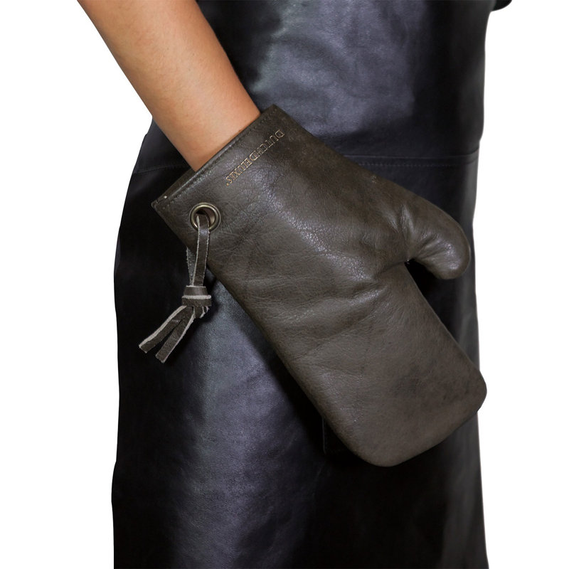 BIDKhome Solid Colour Leather Potholder, Gray