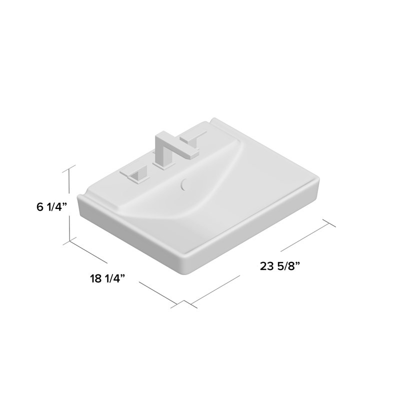 Lavabo de salle de bain 24" en céramique avec trop-plein Reve, Blanc
