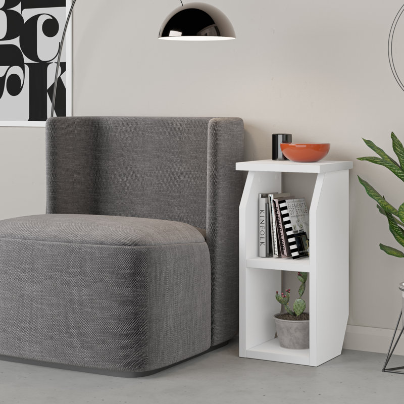 Side Table with Storage, White