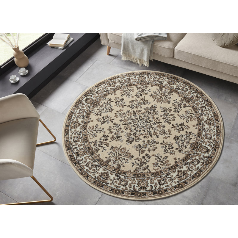Zabul Tufted Beige/Green/White Rug, Round 140cm