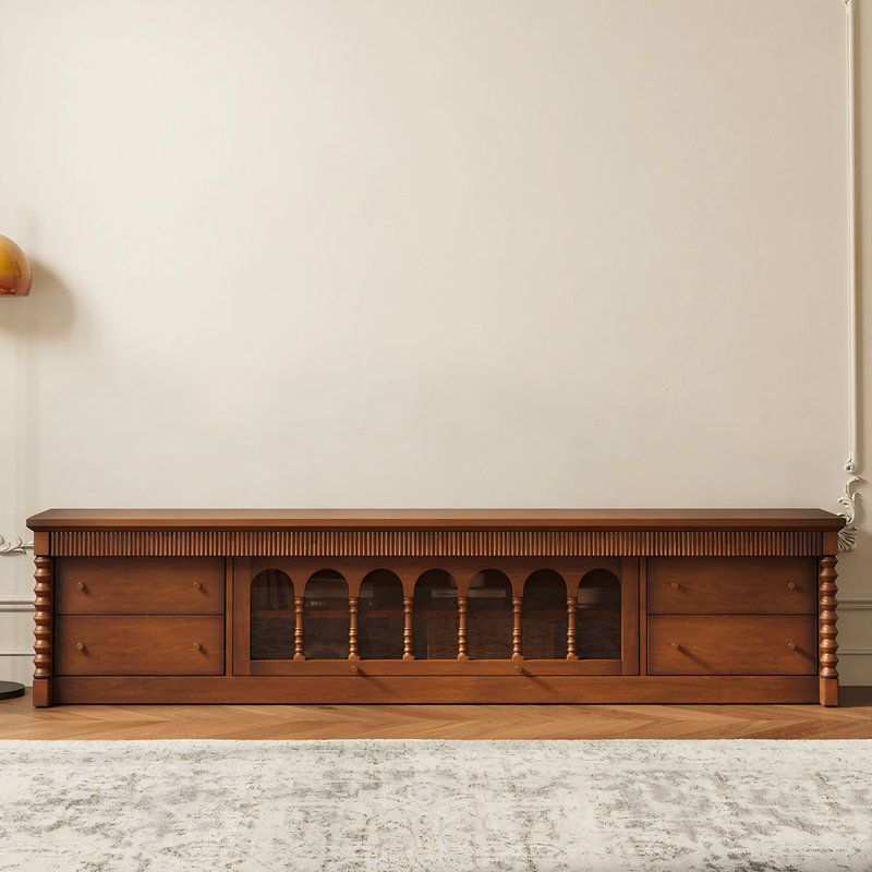 Meuble télé rétro en bois massif brun, H 19,69 po x L 78,74 po x l 15,75 po