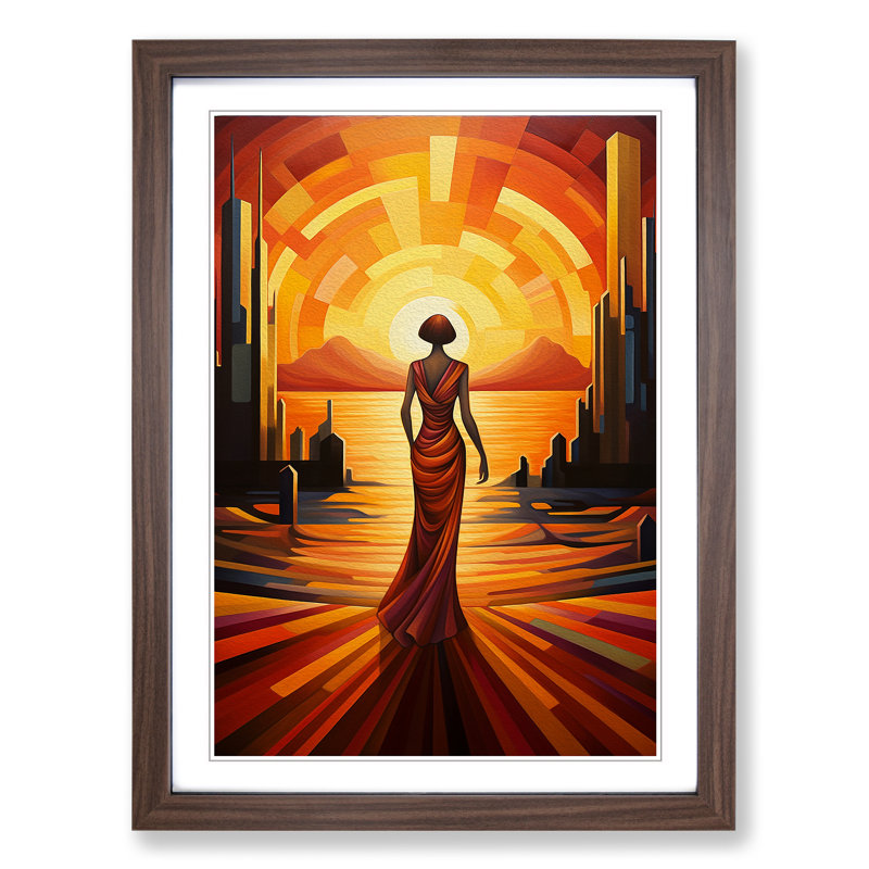 Single Picture Frame Print on Wood, 46cm H x 34cm W, Walnut Framed