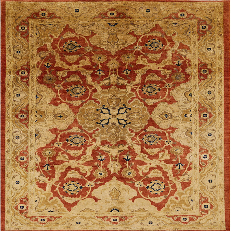 Tapis oriental jaune / brun Eugenia, Carré 4 pi