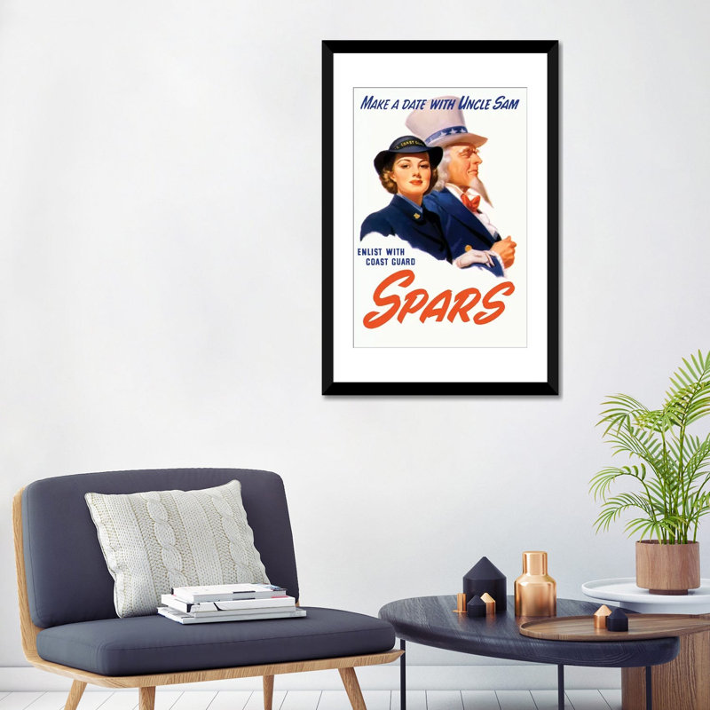 Publicité rétro sur toile «Affiche de la Seconde Guerre mondiale, cadet et oncle Sam», H 32 po x l 24 po x P 1 po, Blanc