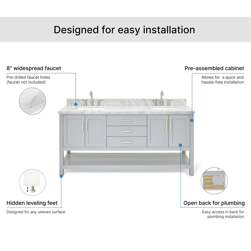 Magnolia Bath Vanity Rectangular Basin S073DCWRV, Gray, Rectangular