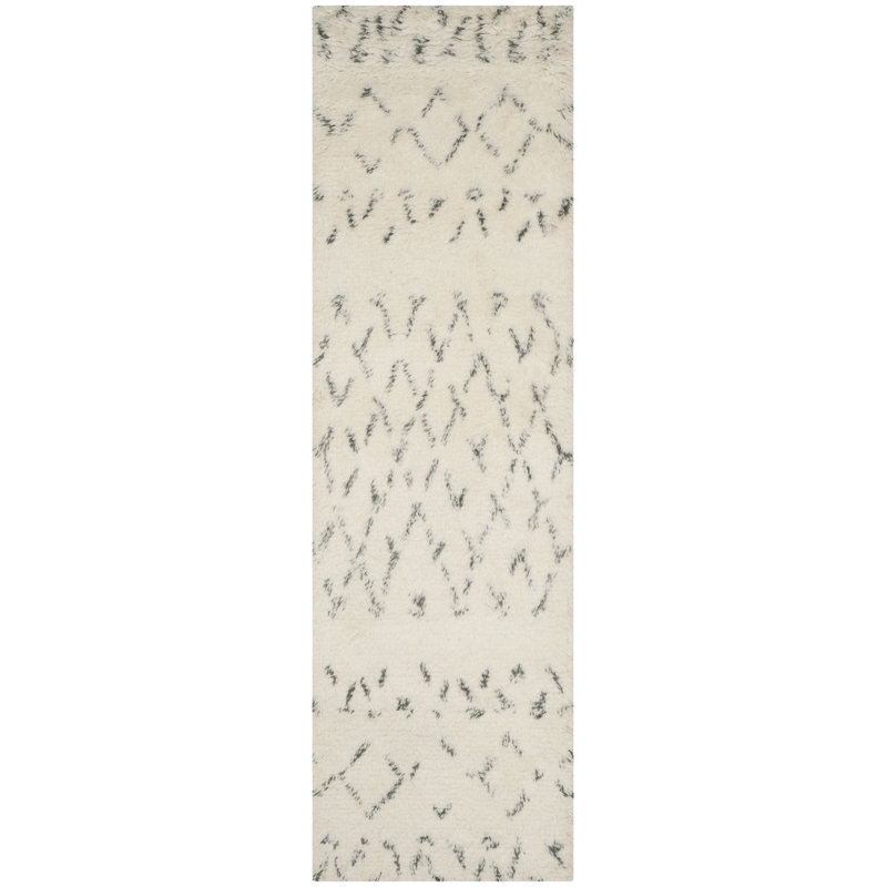 Jakes Geometric Wool Hand Woven Area Rug, Runner 69 x 244 cm
