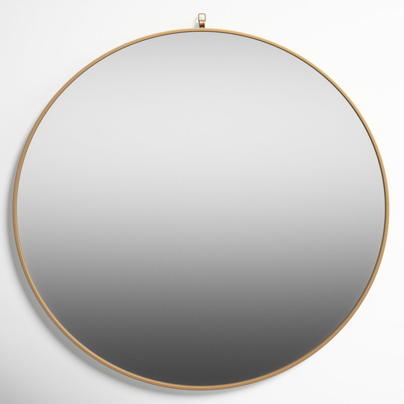 Cassie Metal/Manufactured Wood Round Wall Mirror, Brass, 39" x 39"