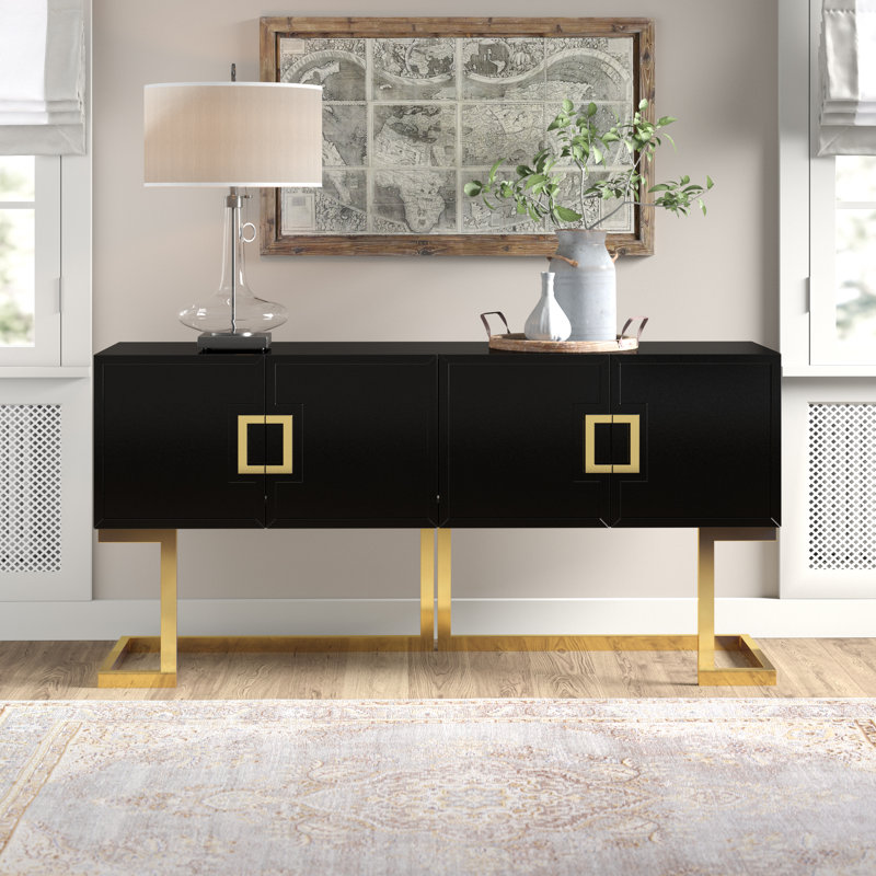 Beth 64" Wide Sideboard, Gold/Black