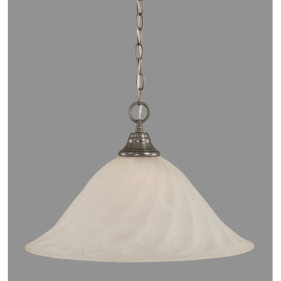 Capirano Chain Hung Pendant Shown With 14" White Alabaster Glass